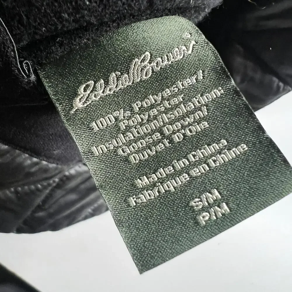 Eddie Bauer Black Quilted Puffer Bucket Hat Size S/M Insulated‎ Winter Outdoor